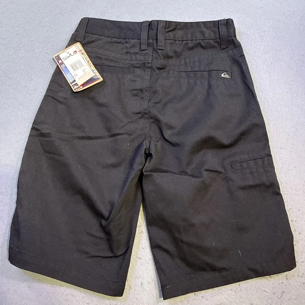 Quicksilver Shorts Men 27 Black Flat Front Chinos Canvas Beach Surfer Casual NWT